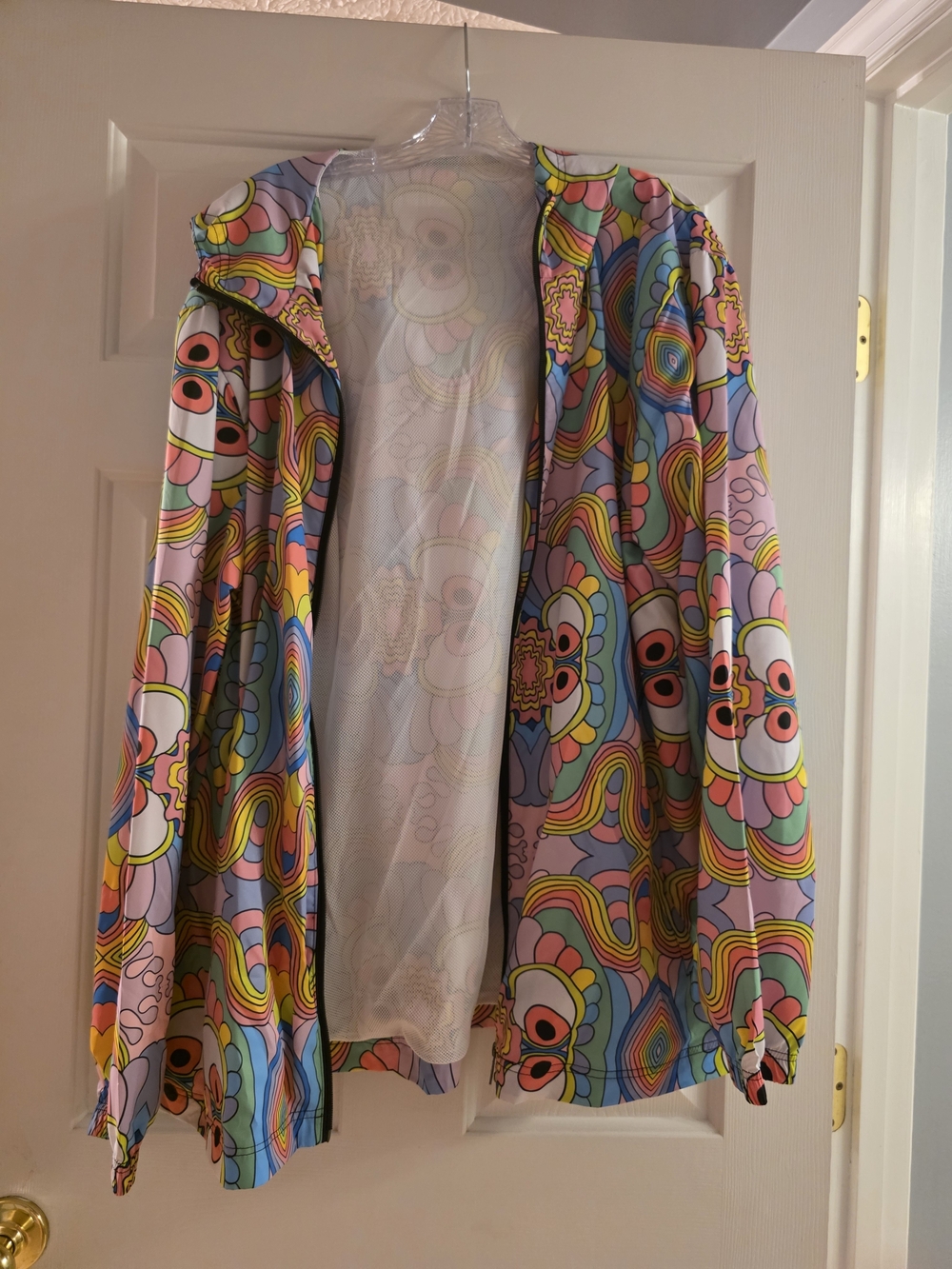 Women's Pastel Multi-Color Patterned Hooded Jacket